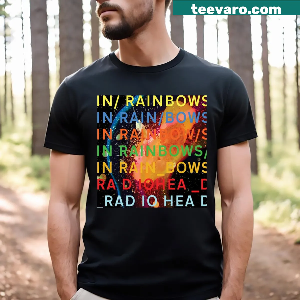 Vintage distressed Radiohead graphic on a music-themed t-shirt — on a men's t-shirt