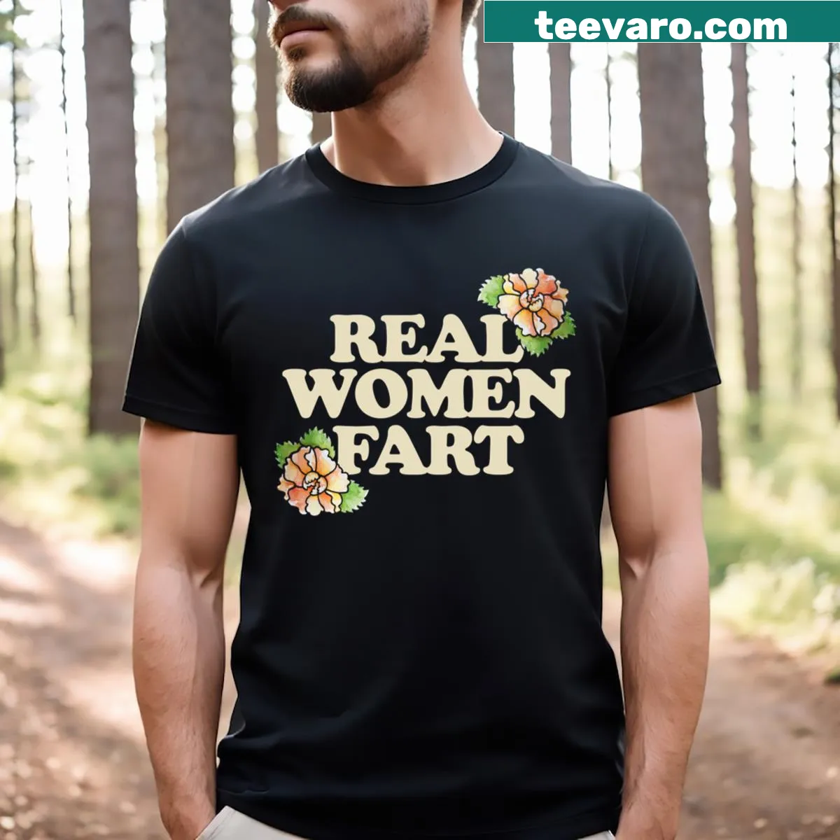 Funny typography T-shirt with the phrase 'Real Fart' — on a men's t-shirt