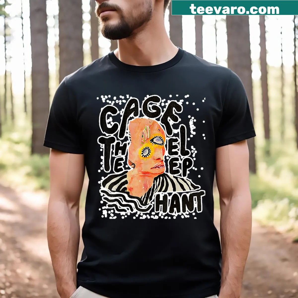 Vintage elephant illustrations on a distressed T-shirt — on a men's t-shirt