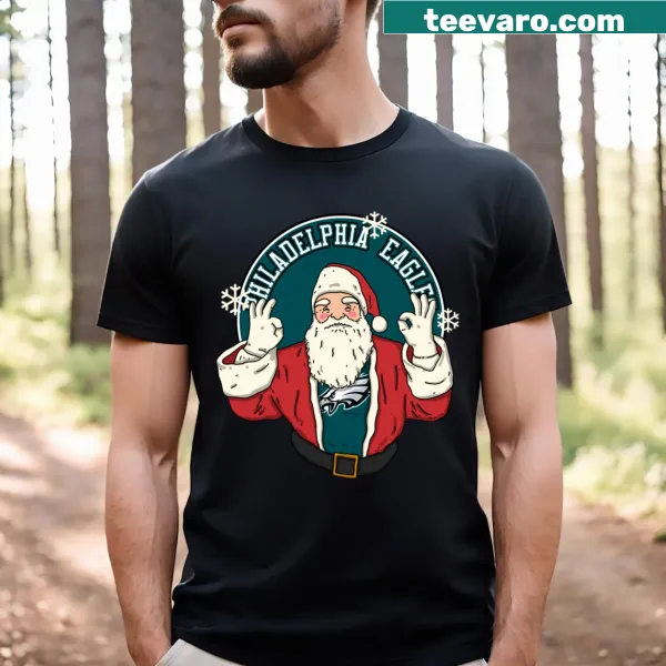 Santa Claus loves Philadelphia Eagles t-shirt with festive design