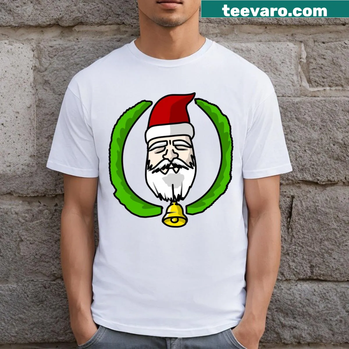 Festive Santa Claus illustration on a T-shirt — on a men's t-shirt