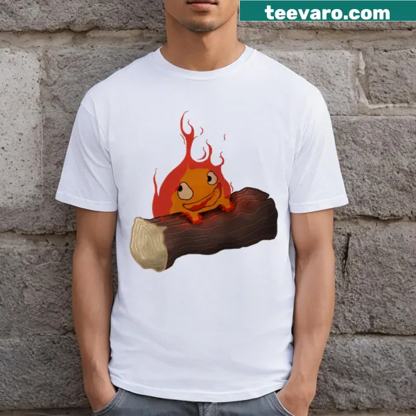 Calcifer character illustration from Studio Ghibli on a T-shirt