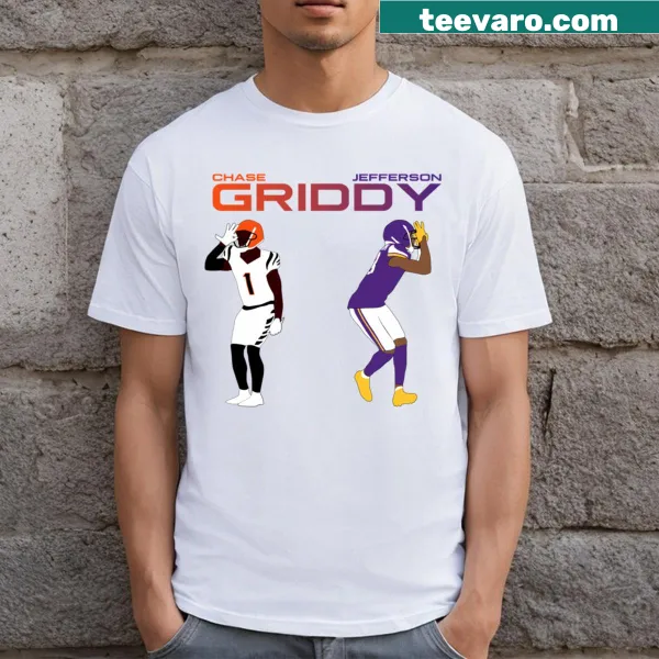 T-shirt featuring a playful design celebrating the Griddy duo