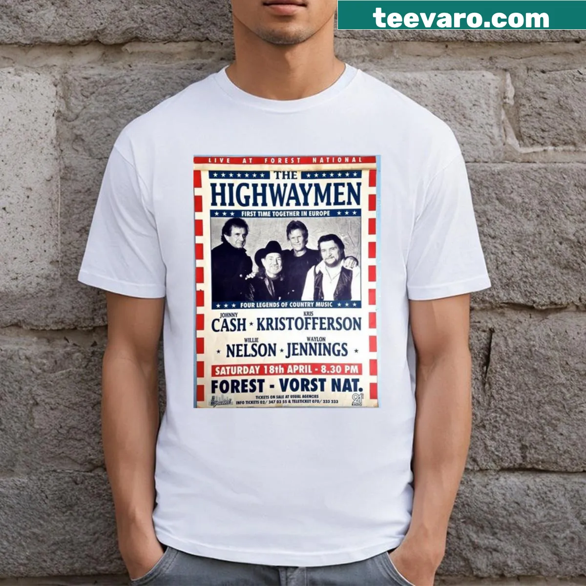 Illustrative tribute to The Highwaymen with iconic imagery — on a men's t-shirt