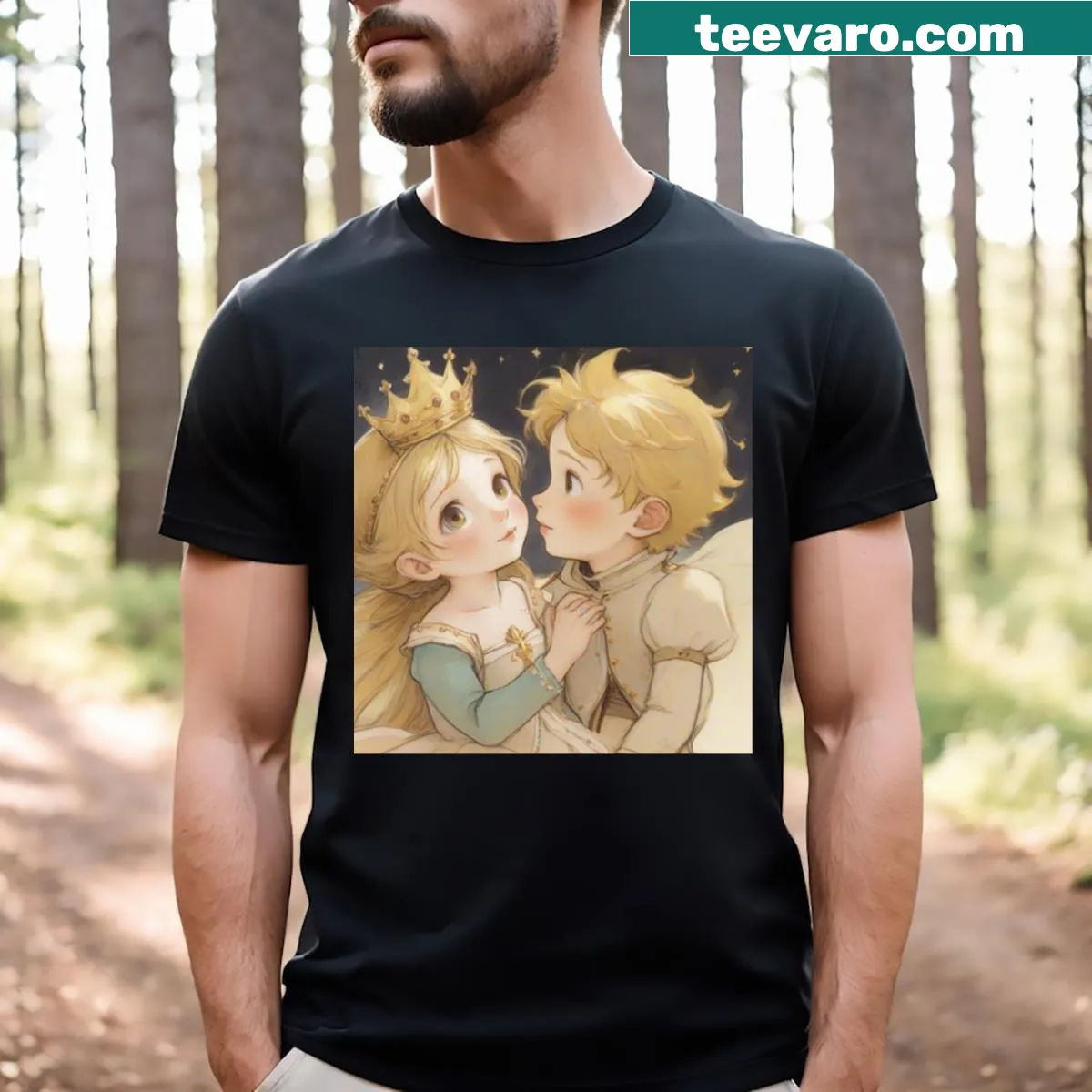 Whimsical illustration of a princess on a children's t-shirt — on a men's t-shirt
