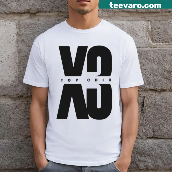 Minimalist typography saying 'Top Chic X3 Multiplied By 3' on T-shirt