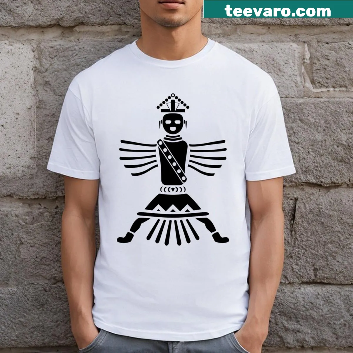 Tribal Warrior T-shirt with a bold graphic design — on a men's t-shirt