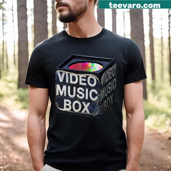 Vintage microphone inside a music box illustration on t-shirt