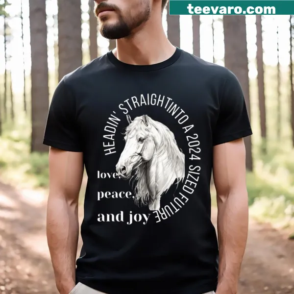 T-shirt featuring a graphic about a '2024-sized future'
