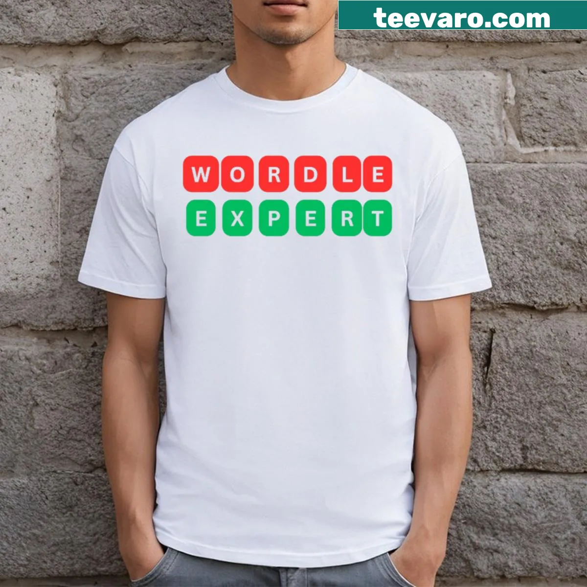 T-shirt for Wordle fans featuring Expert slogan — on a men's t-shirt