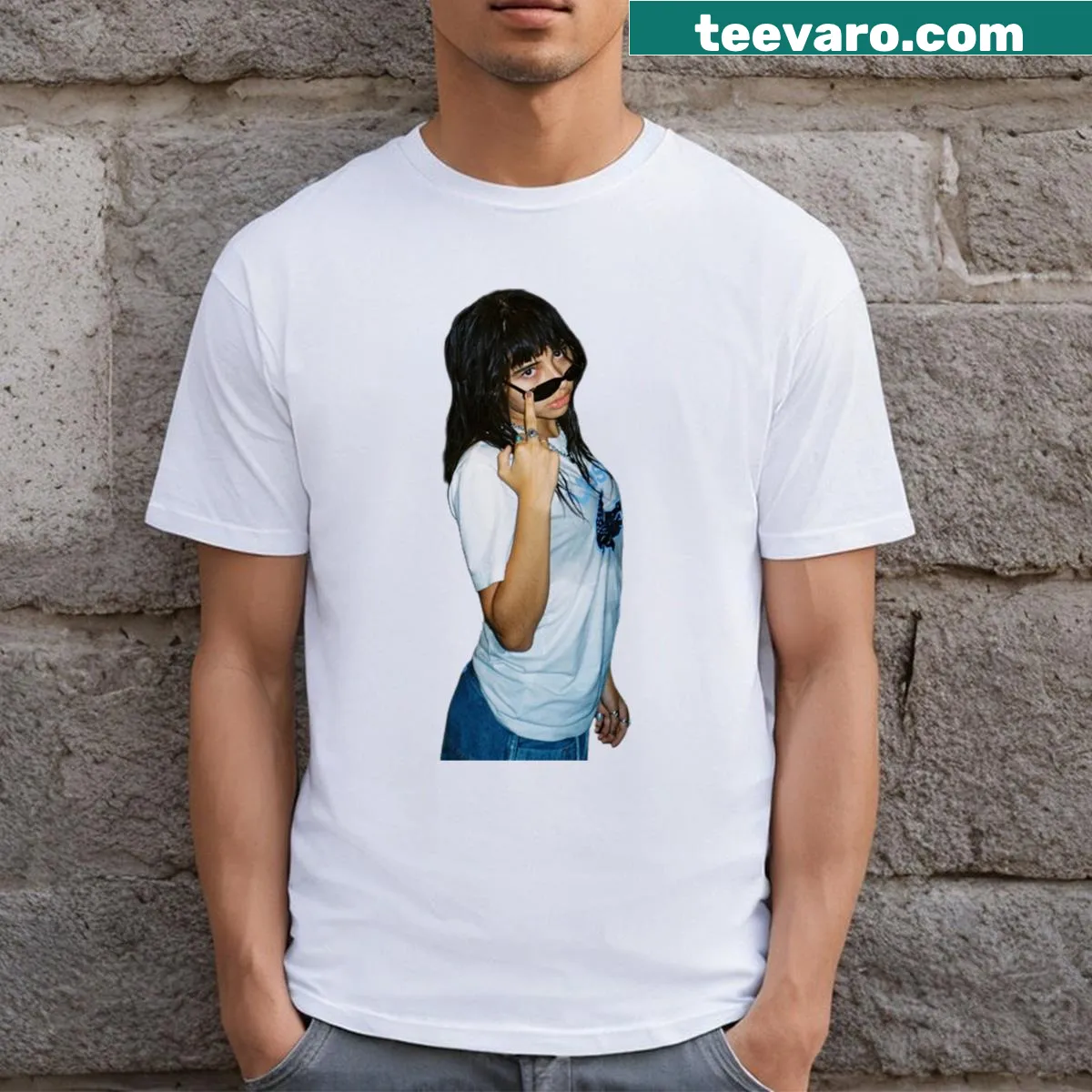 Stylish t-shirt featuring the name 'Xochitl Gomez' in bold typography. — on a men's t-shirt