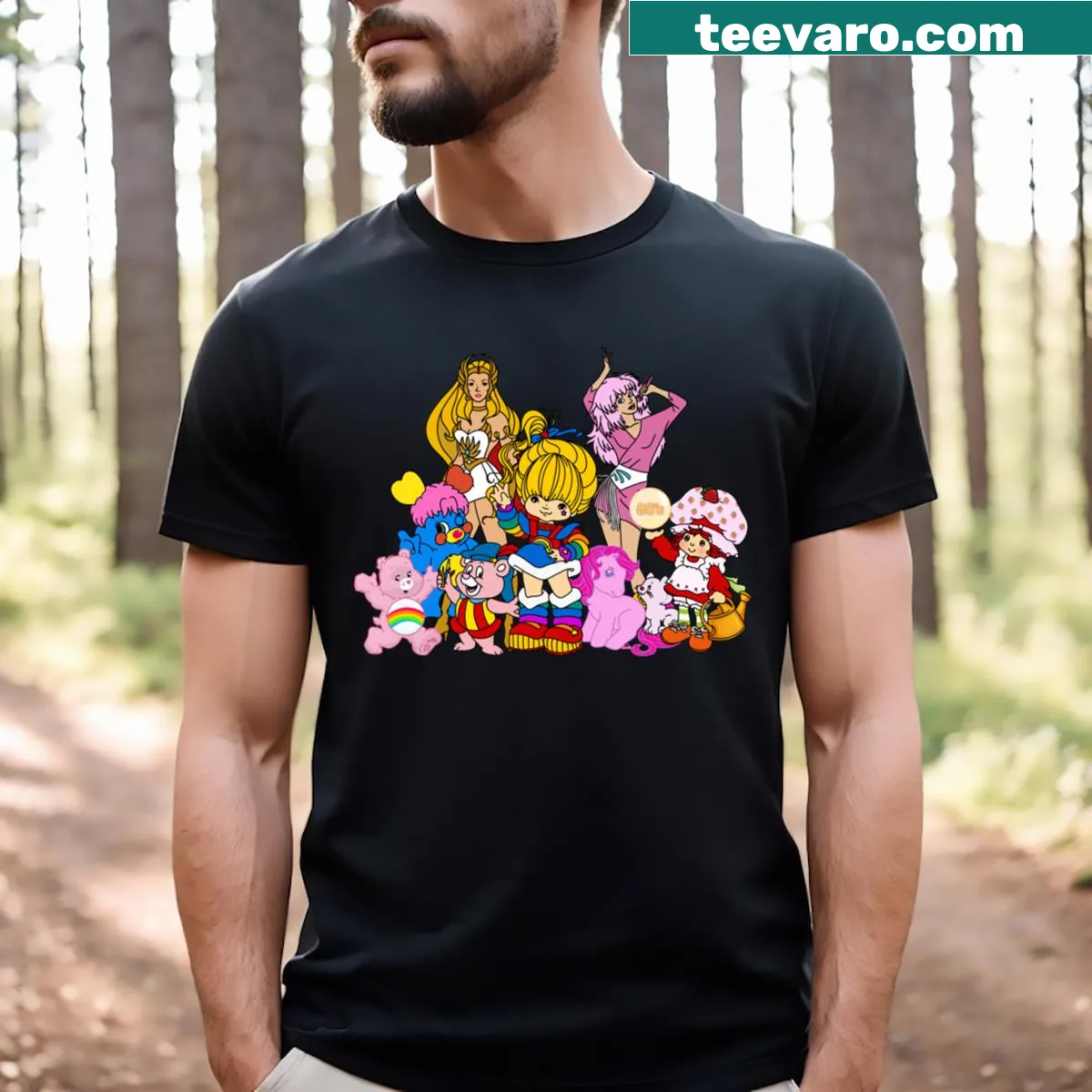 Vintage distressed T-shirt featuring beloved '80s cartoon characters — on a men's t-shirt