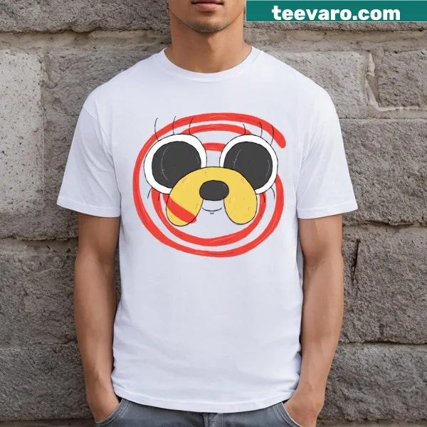 Graphic featuring Jake the Dog from Adventure Time for a playful T-shirt