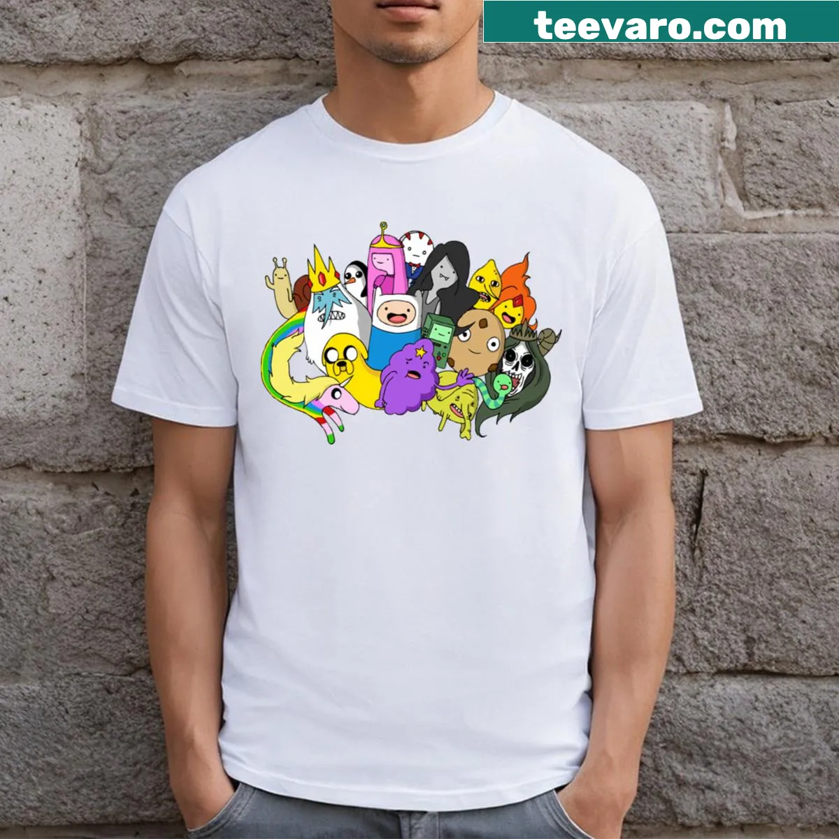 Adventure Time T-shirt featuring iconic characters — on a men's t-shirt