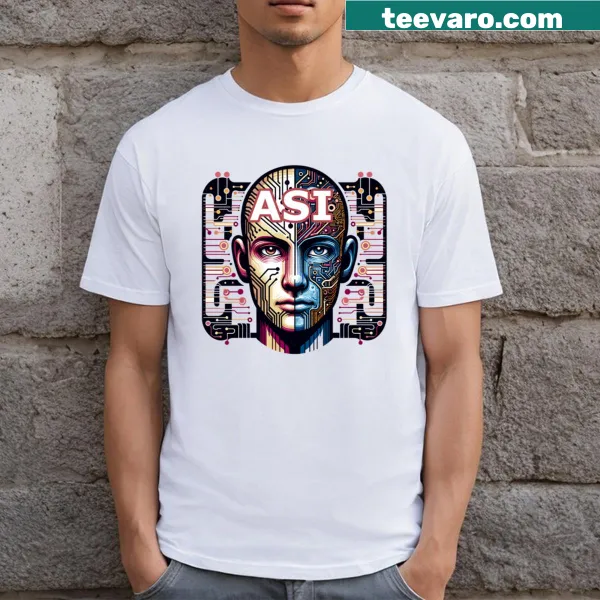 Cartoon graphic of 'Artificial Superintelligence' on a T-shirt