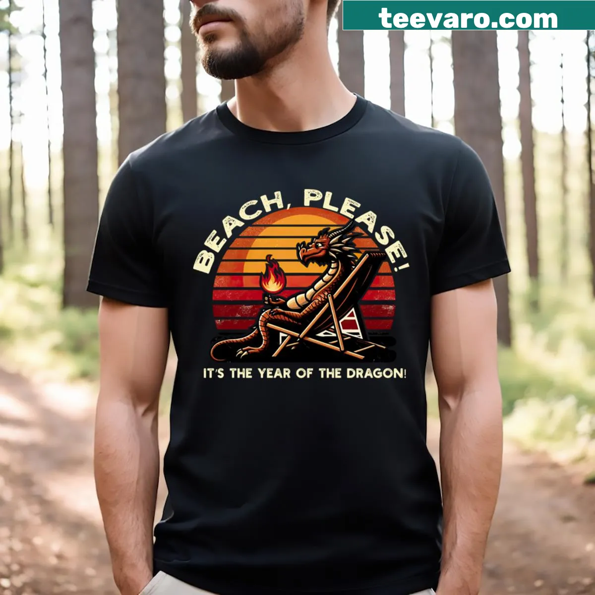 Fun Beach Please! T-shirt for the Year of the Dragon celebration — on a men's t-shirt