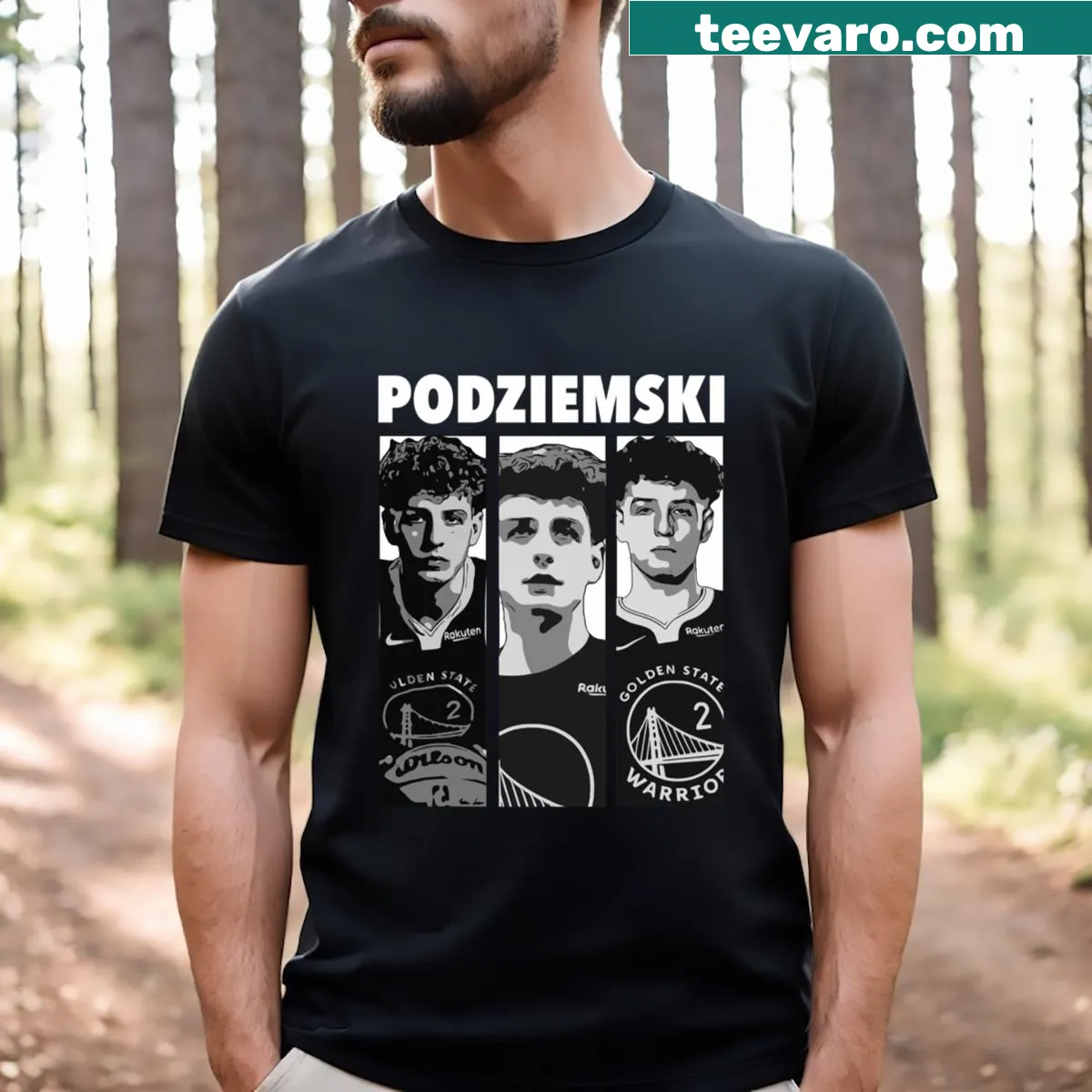 Brandin Podziemski Basketball T-shirt with bold typography — on a men's t-shirt