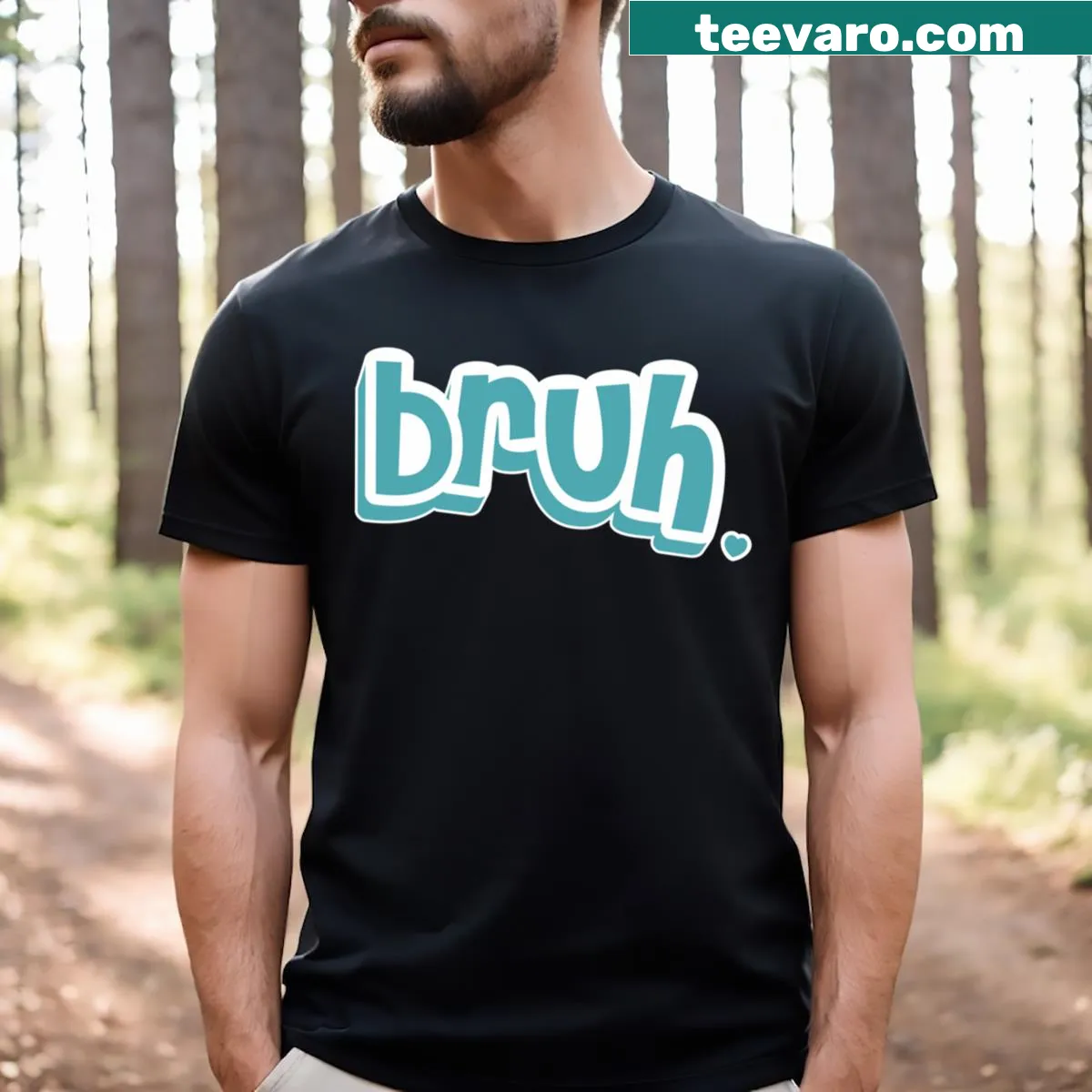 T-shirt featuring 'Bruh' meme in bold typography — on a men's t-shirt