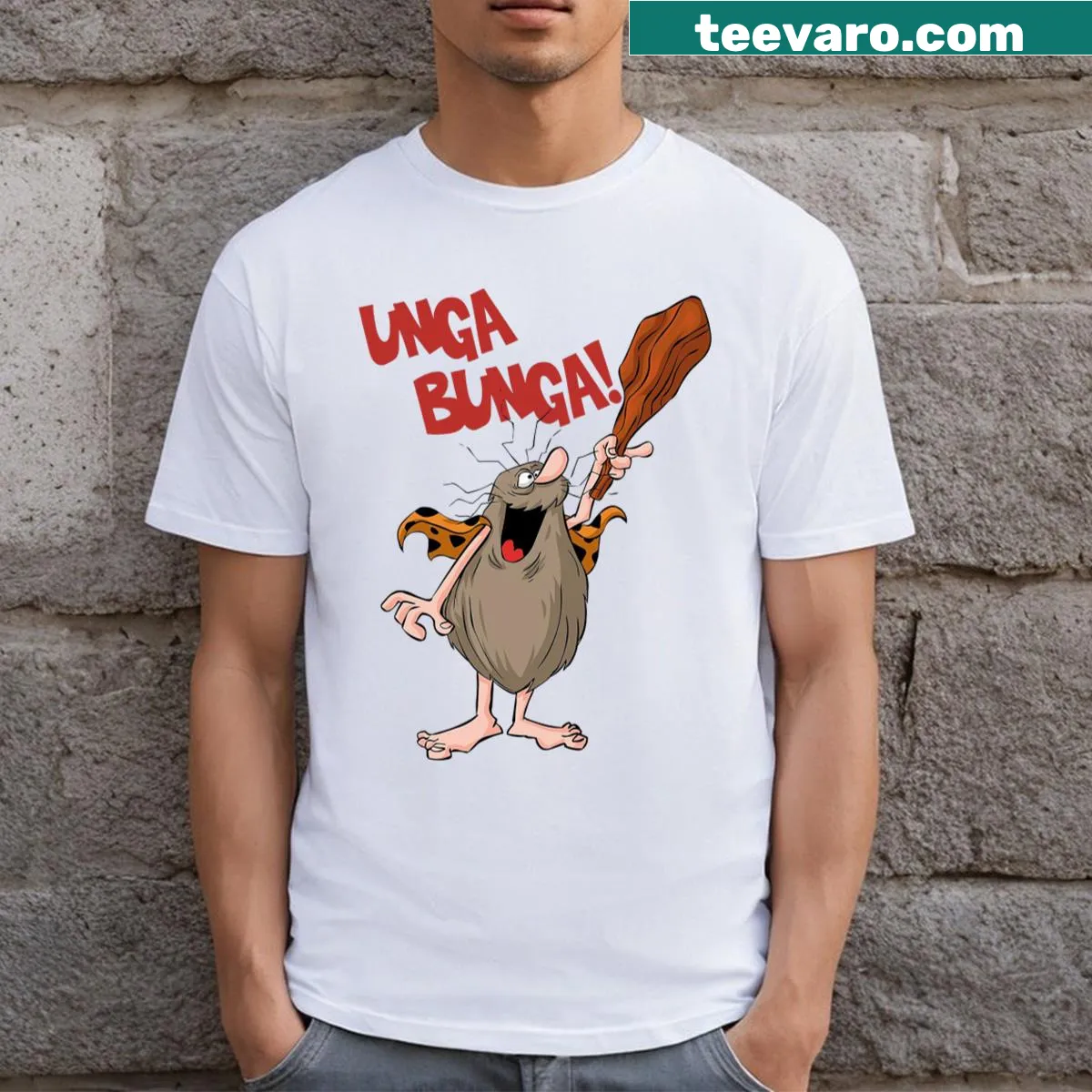 Humorous graphic text on Captain Cave t-shirt — on a men's t-shirt