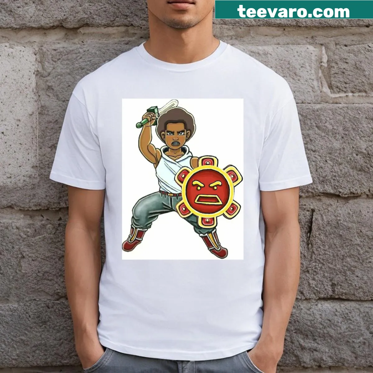 Illustration of Carlitos Zemi, a guardian symbol, on a T-shirt. — on a men's t-shirt
