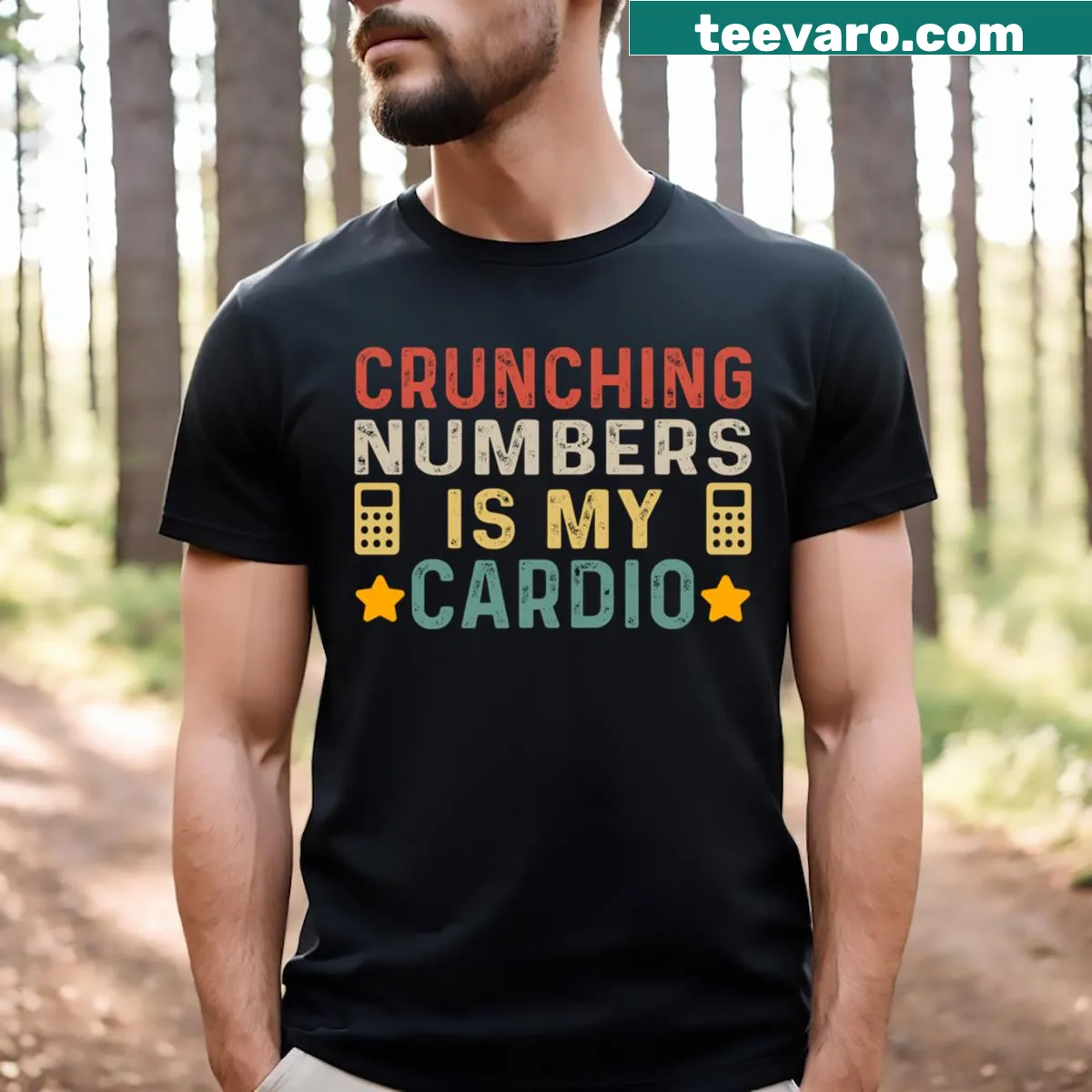 Funny accounting saying on a T-shirt about crunching numbers — on a men's t-shirt