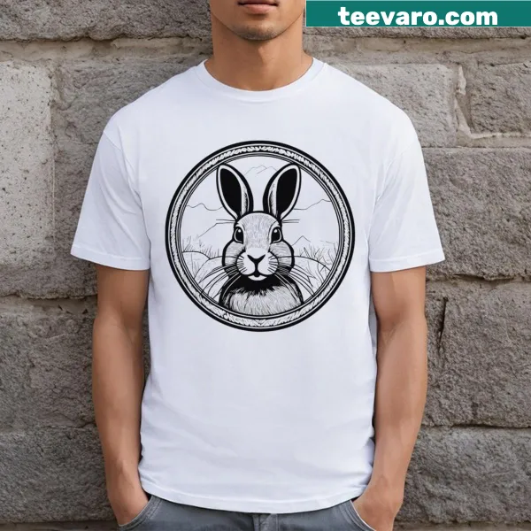 Cute rabbit design on a sticker-style t-shirt