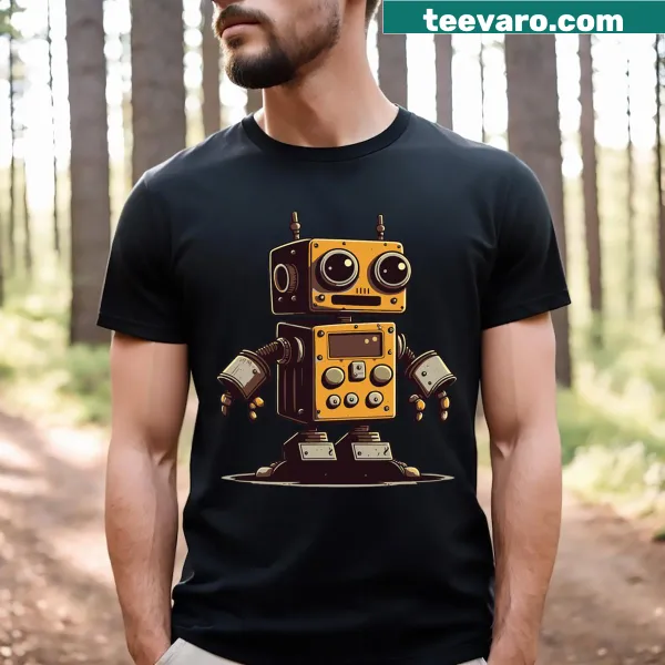Cute cartoon robot illustration on a T-shirt