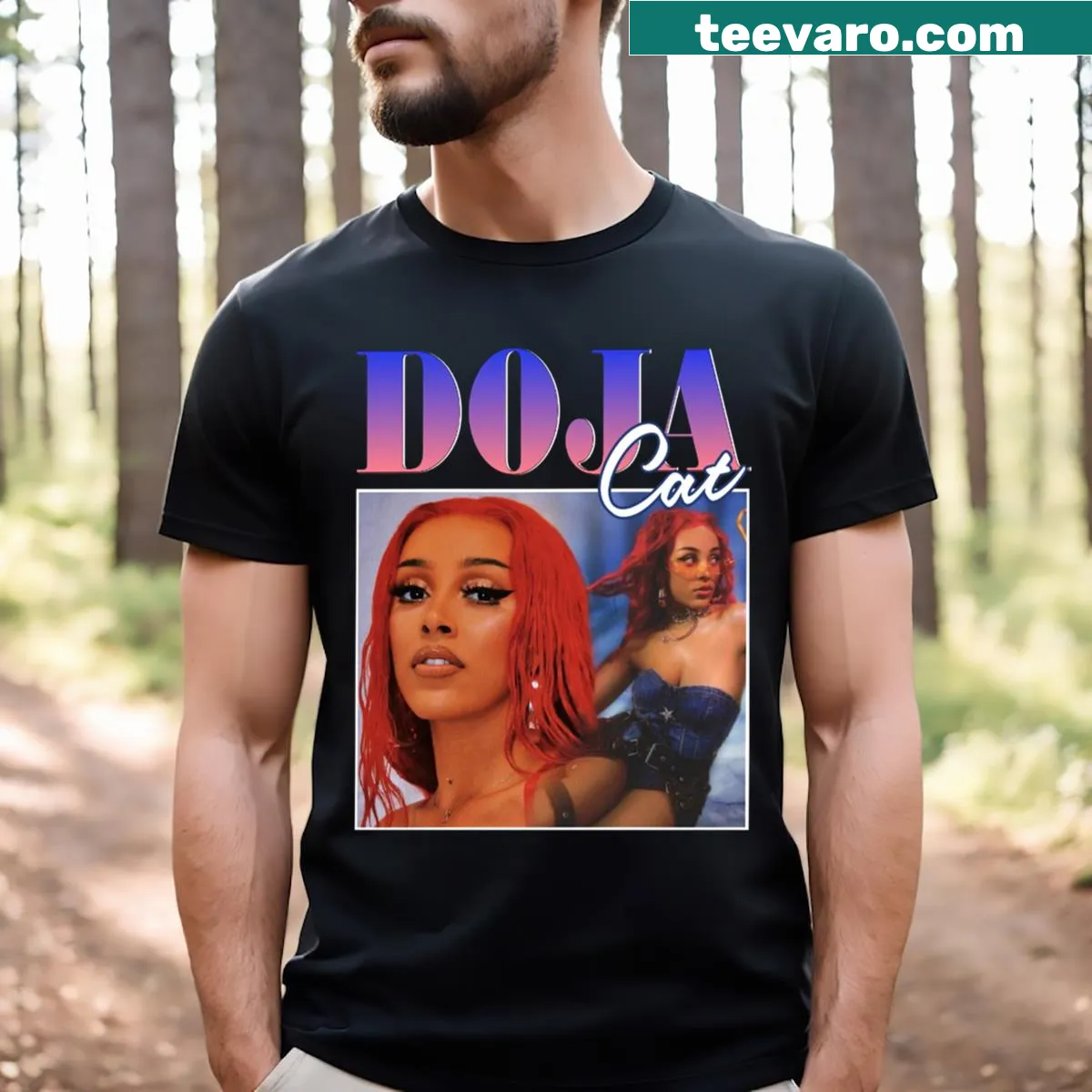 Ddoojjaccat T-shirt featuring a whimsical cat design — on a men's t-shirt