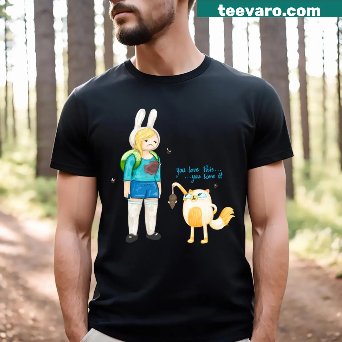 Fionna and Cake cartoon graphic on a fun T-shirt — on a men's t-shirt