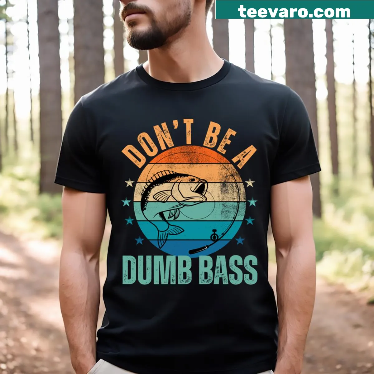 Funny fishing dad shirt with bold text: 'Don't Be Dumb' — on a men's t-shirt