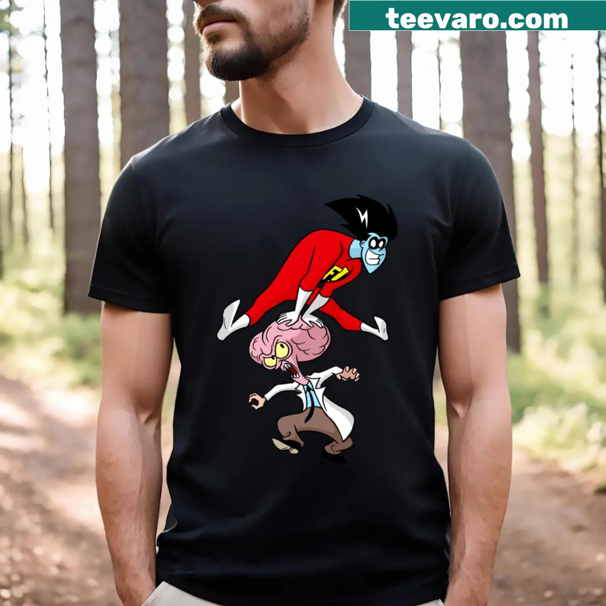 Freakazoid! Vs The Lobe T-shirt design — on a men's t-shirt