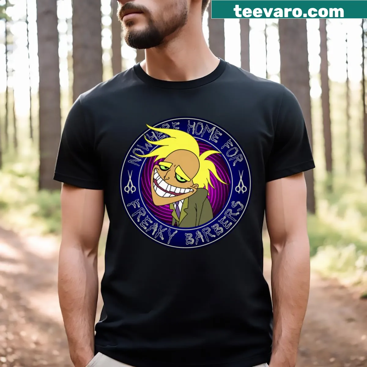 Cartoon graphic t-shirt featuring the character Freaky Fred — on a men's t-shirt