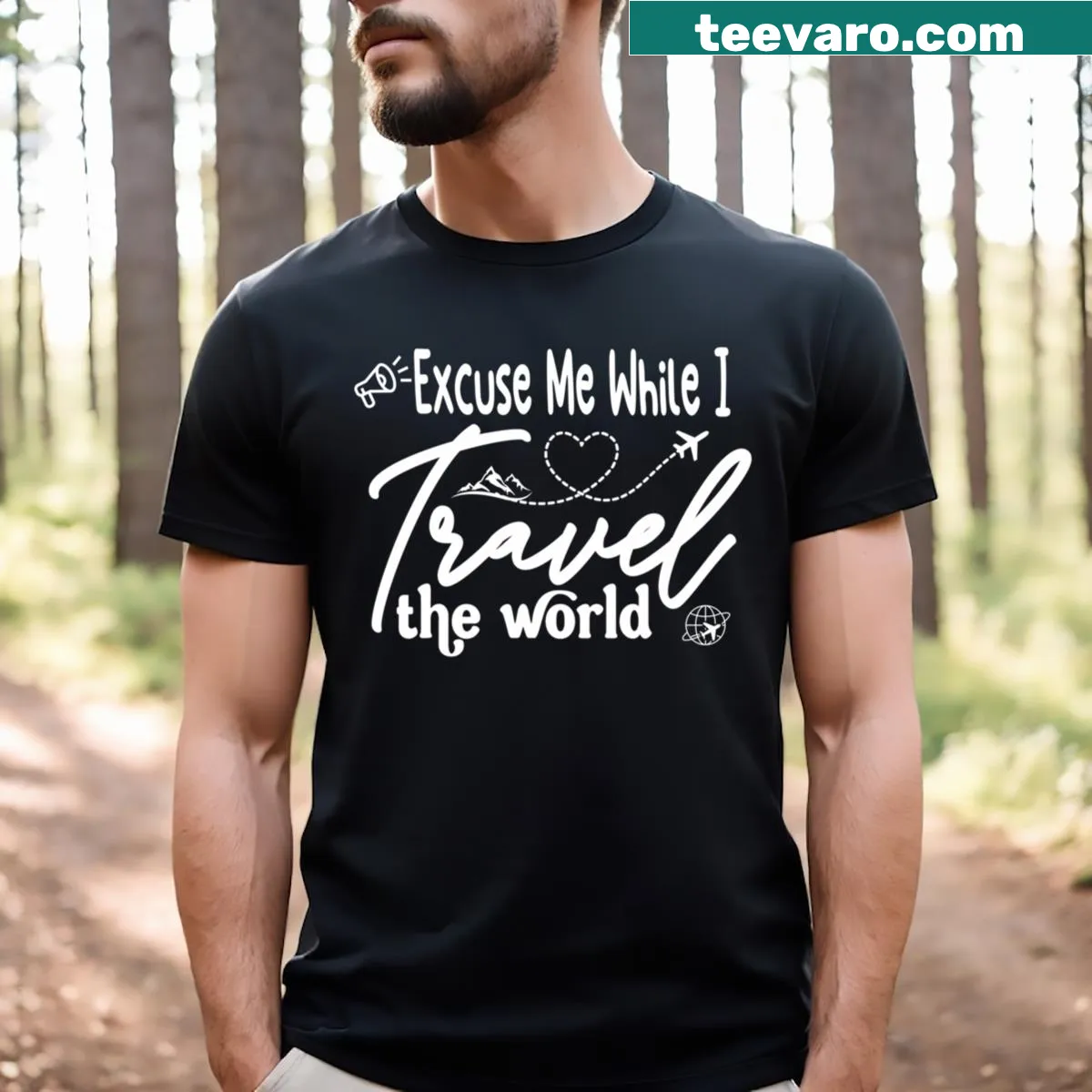 Travel-themed t-shirt with a funny travel quote — on a men's t-shirt