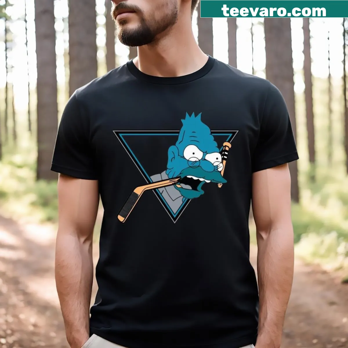 Funny t-shirt featuring a humorous ice hockey graphic — on a men's t-shirt