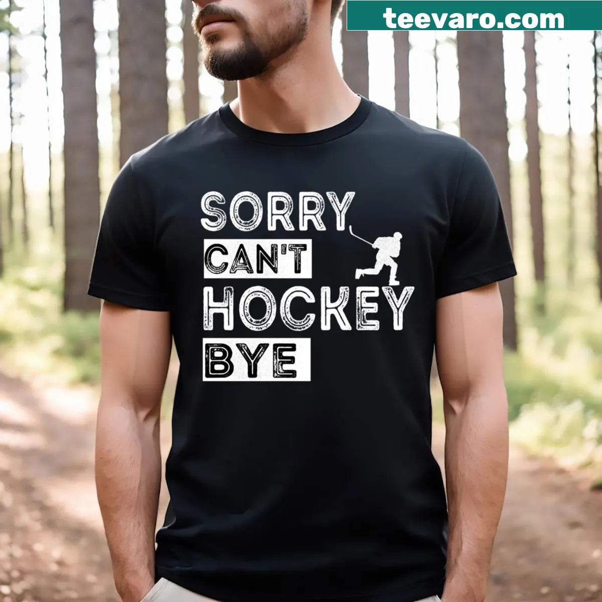 Vintage distressed hockey-themed shirt with funny text — on a men's t-shirt