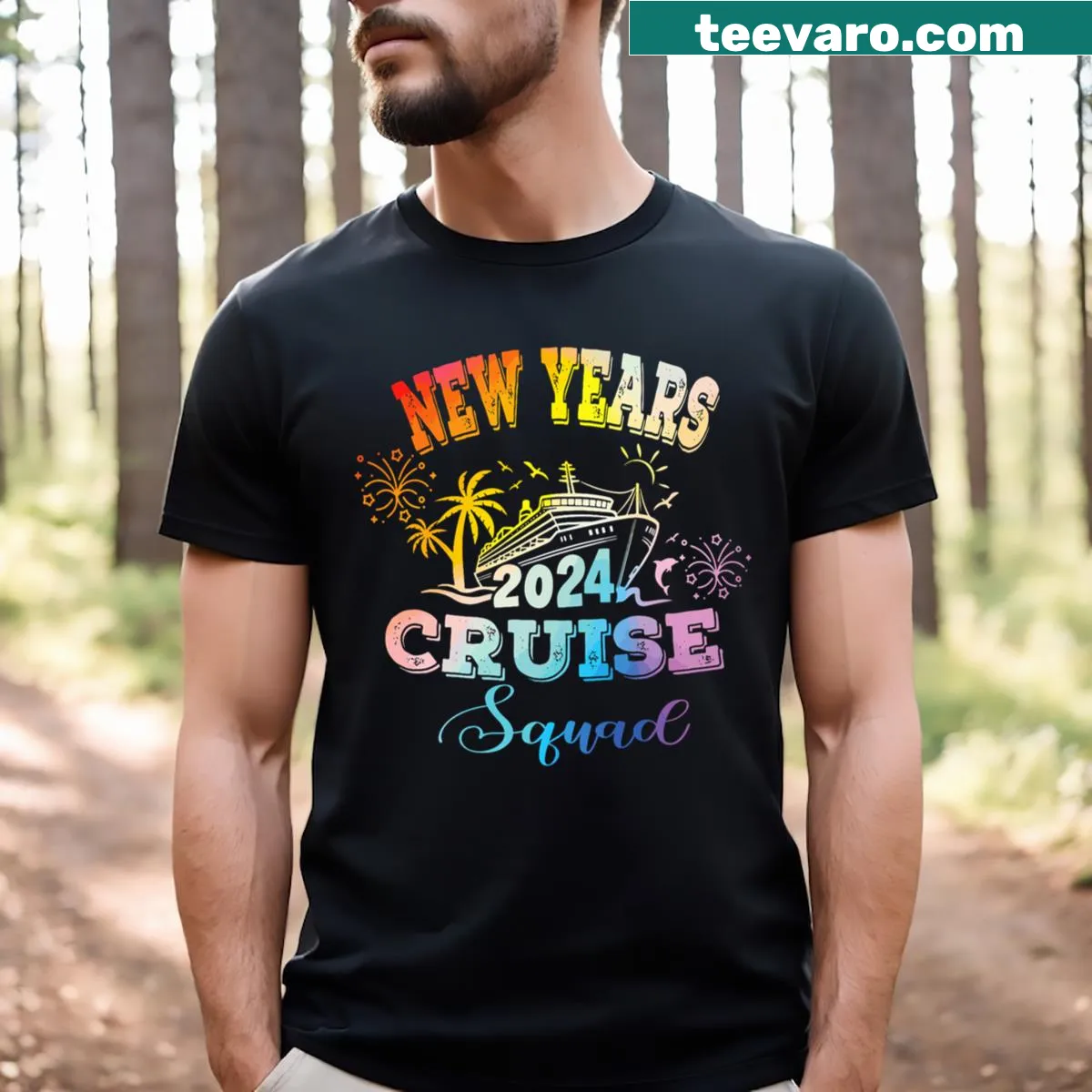 Funny family matching t-shirt for New Year 2024 celebrations — on a men's t-shirt