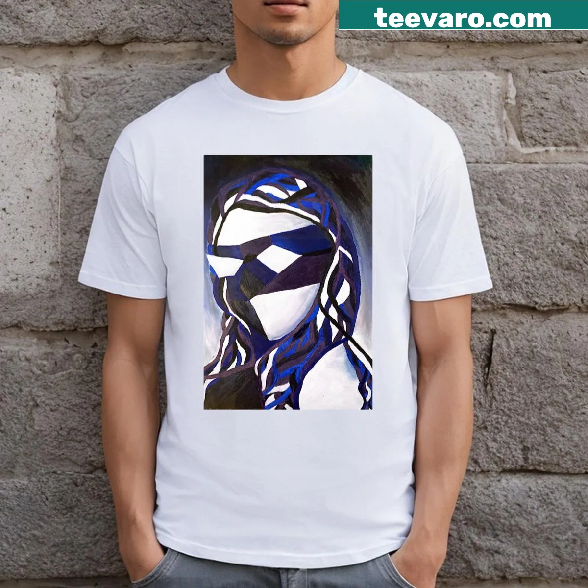 Ice Queen illustration surrounded by snowflakes on a T-shirt — on a men's t-shirt