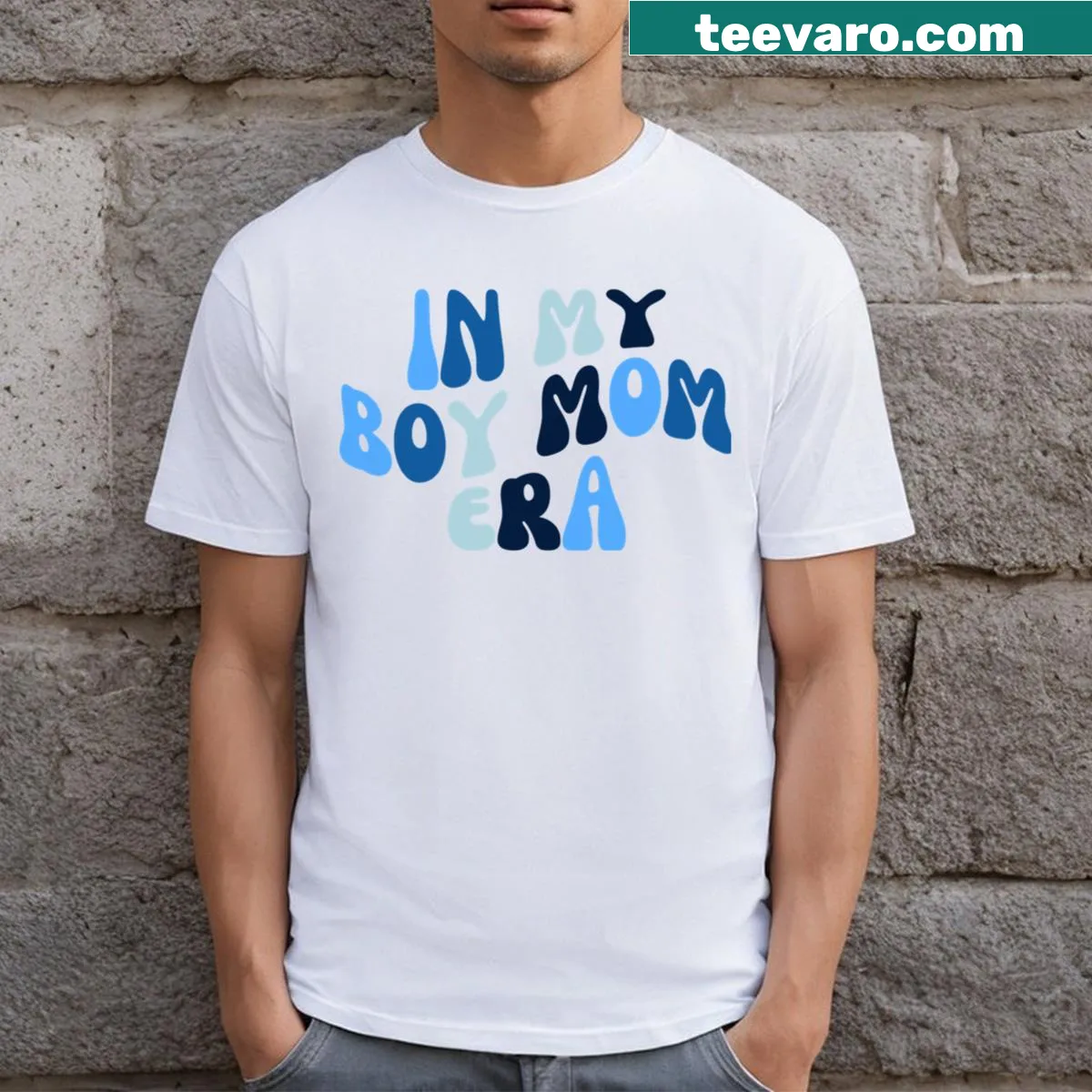 T-shirt with the phrase 'In My Boy Mom Era' celebrating motherhood — on a men's t-shirt