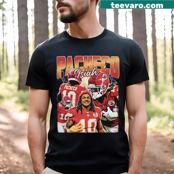 T-shirt displaying Isiah Pacheco's name in bold text