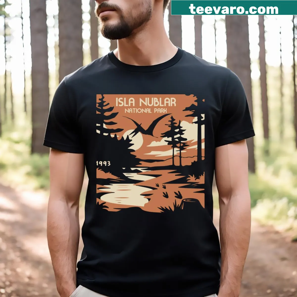 Design inspired by Isla Nublar National Park on a T-shirt — on a men's t-shirt