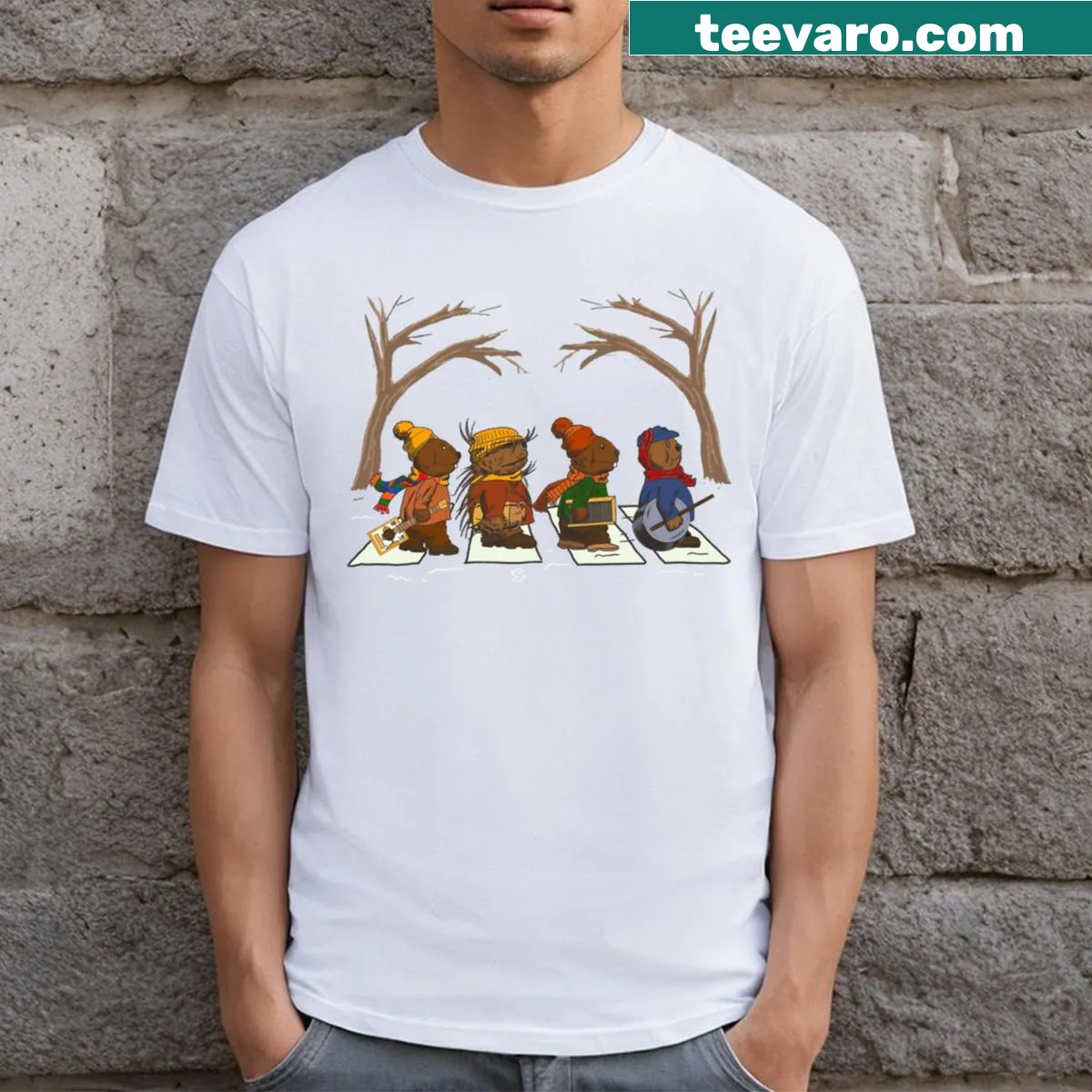 Vintage-inspired Jug Band Road T-shirt design — on a men's t-shirt