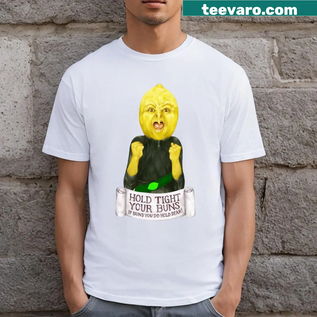 Adventure Time fan art T-shirt featuring a humorous quote and illustration. — on a men's t-shirt