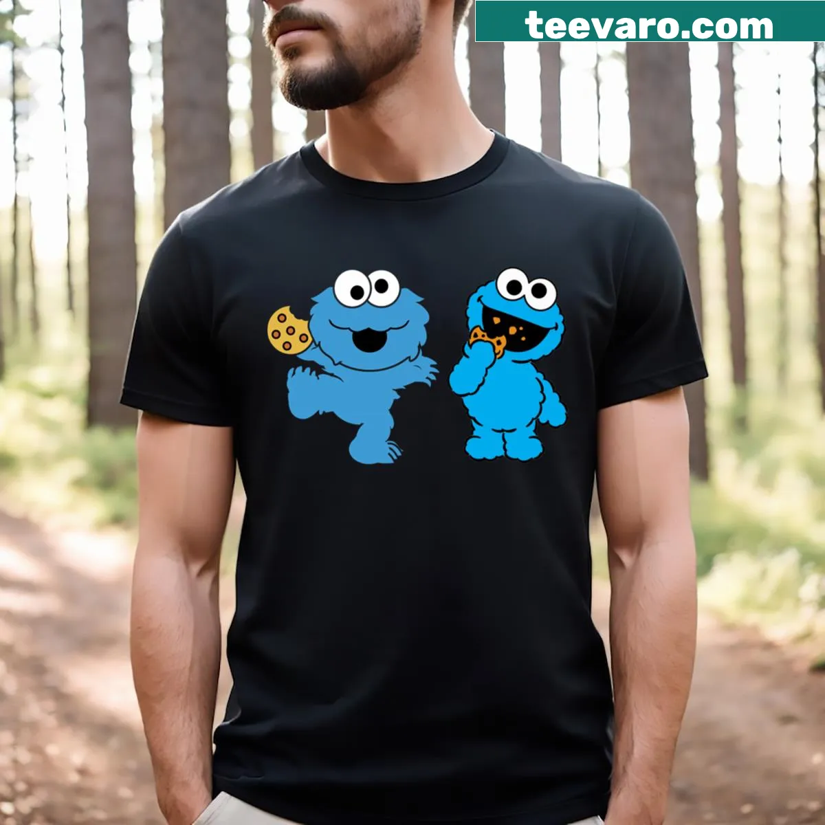 Cute cartoon monsters on a playful t-shirt design — on a men's t-shirt