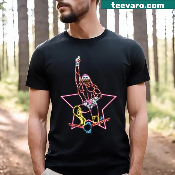 Macho Man wrestling T-shirt with neon top rope graphic