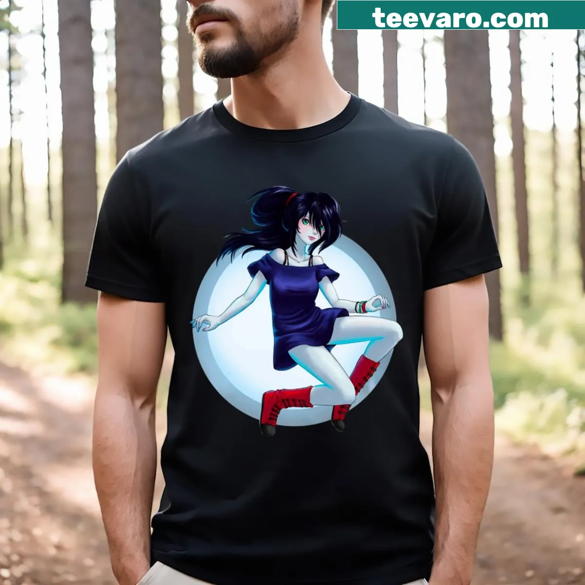 Illustrated T-shirt featuring Marceline under the moonlight — on a men's t-shirt