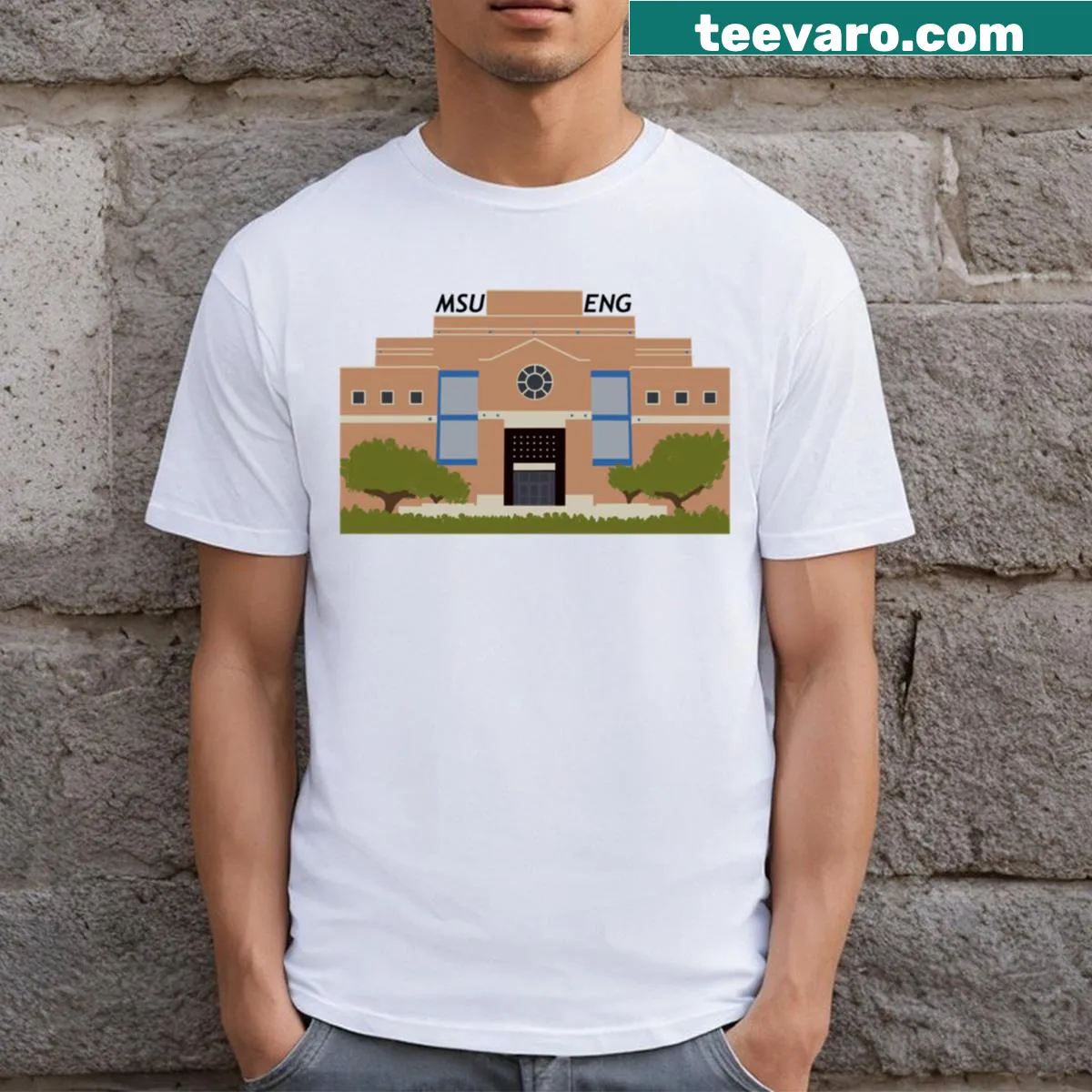 Michigan State University Engineering T-shirt with bold text — on a men's t-shirt