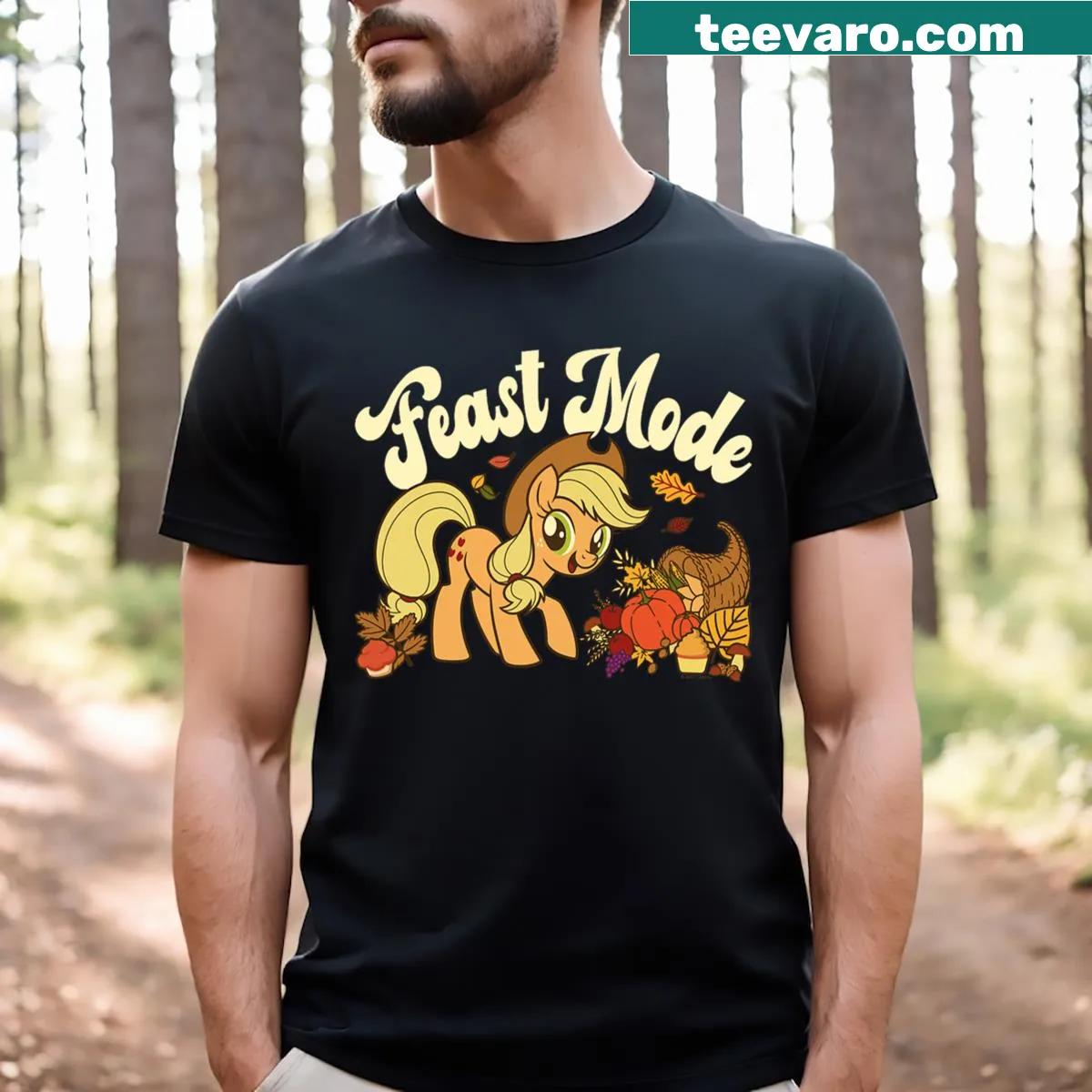 My Little Pony Applejack T-shirt featuring a playful design — on a men's t-shirt