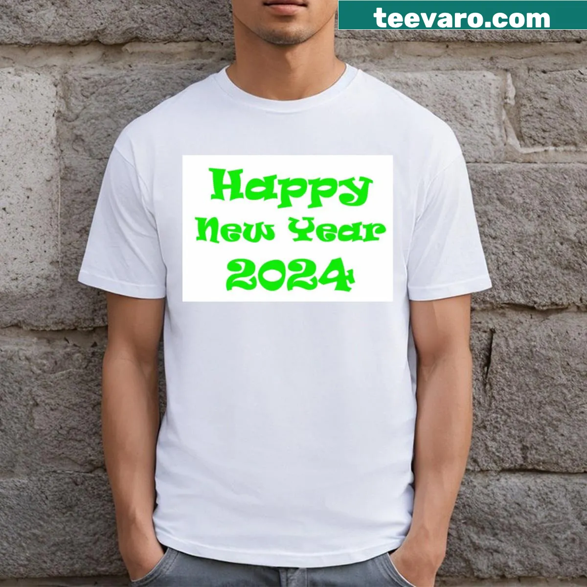 Festive illustration of New Year greetings on a t-shirt — on a men's t-shirt