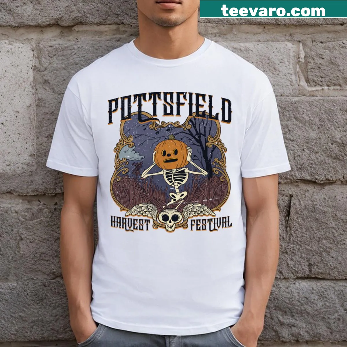 Harvest Festival themed t-shirt from Over The Garden Wall — on a men's t-shirt