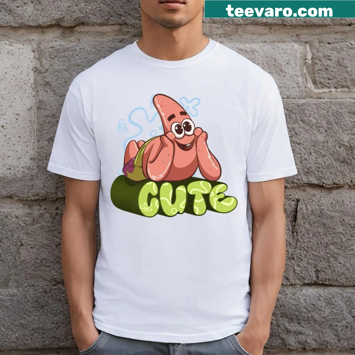 Cute Patrick Star cartoon t-shirt for kids — on a men's t-shirt